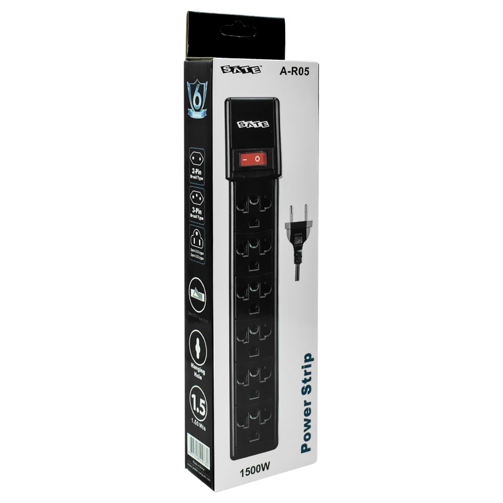 Prolongador Multi-Funcional Sate A-R05 6 Tomadas