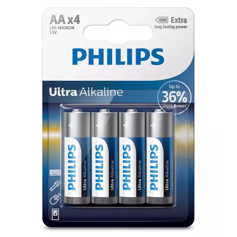 Pila Philips A A Ultra Alcalina LR6-E4B/97 1.5V Con 4 Unidades