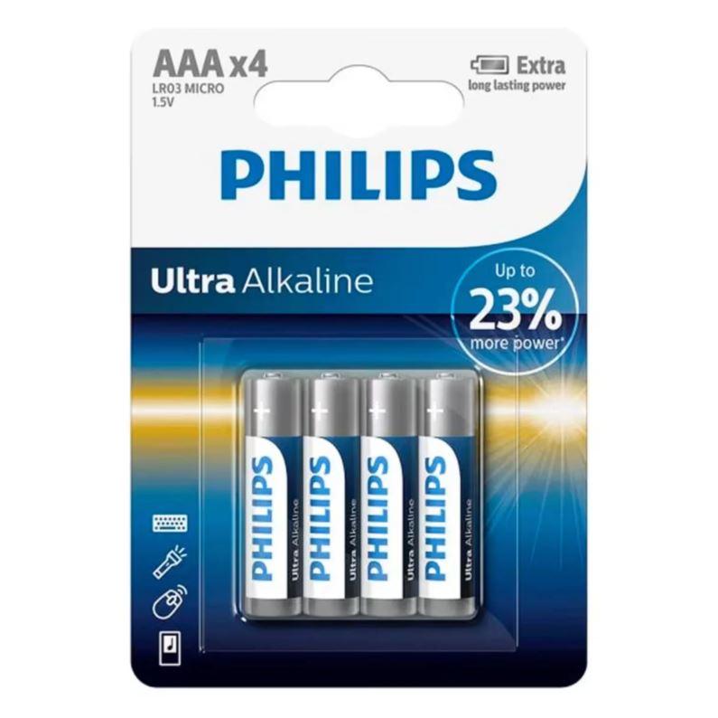 Pila Philips A A A  Ultra Alcalina LR03E4B/97 - 4 Unidades