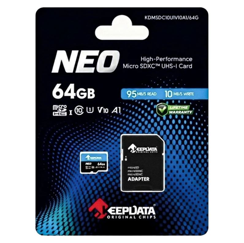 Tarjeta De Memória Micro SD Keepdata Neo 64GB 95Mbs - KDMSDC10U1V10A1-64G