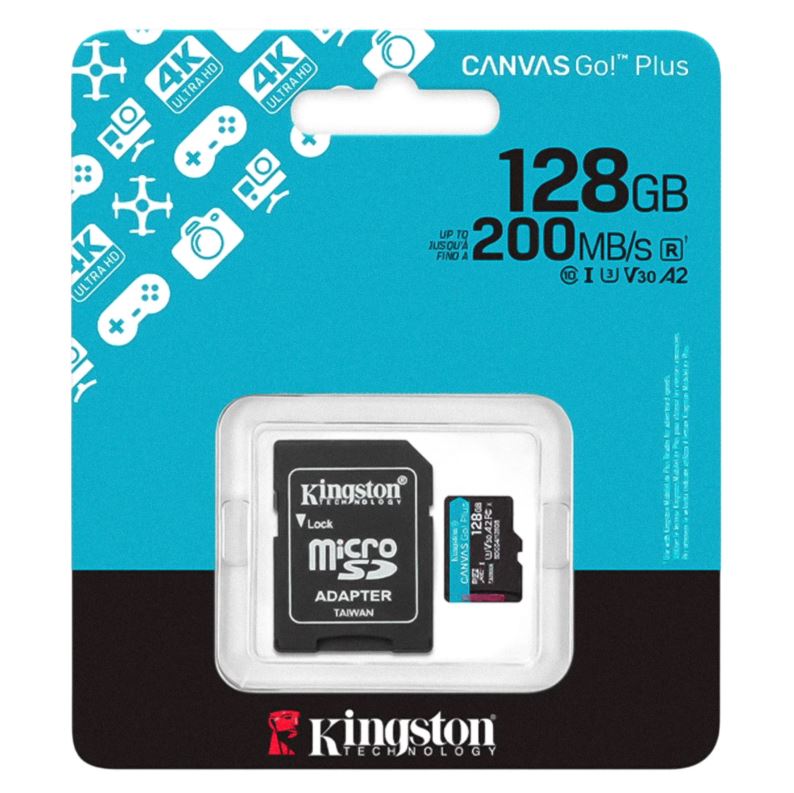 Tarjeta De Memória Micro SD Kingston Canvas Go! Plus 128GB 200Mbs C10 - SDCG4/128G