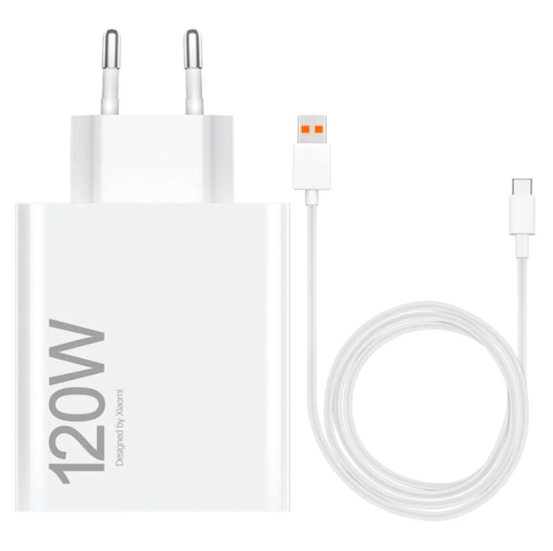 Cargador Para Tomada Xiaomi Mi HyperCharge MDY-14-EE USB-A 120 W + Cable Tipo-C - Blanco