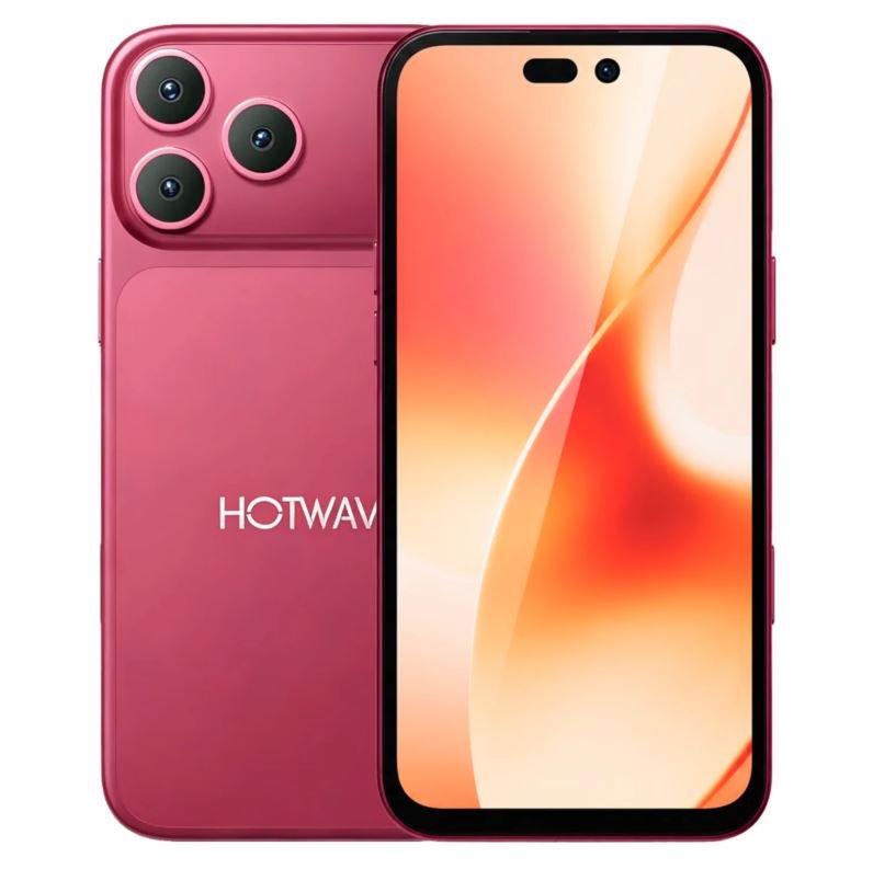 Celular HOTWAV A18 Pro Max 128GB 4GB RAM Dual SIM Pant. 6.65" 48MP - Burgundy Red